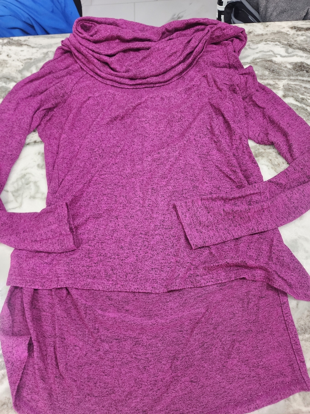 Gibson Cozy Cowl Neck Long Sleeve Top in Magenta